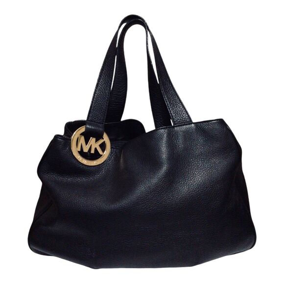 Large Black Pebbled Leather MICHAEL KORS FULTON Bag Purse - Picture 1 of 9
